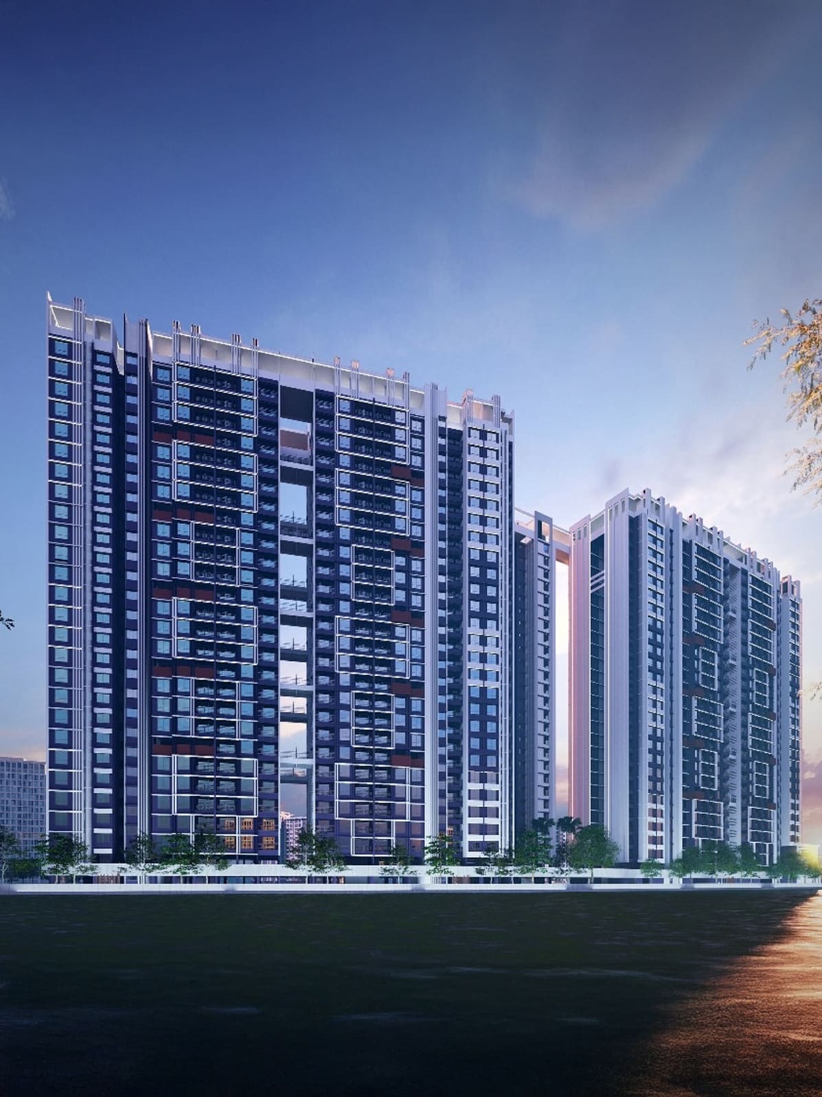 Exterior view of Balaji Oriana World — photo gallery, images, brochure, amenities, cost sheet, price breakup, availability details, RERA number, RERA certificate, possession date, layout plan, logo, floor plan, master plan, and location map showcasing project highlights and features.